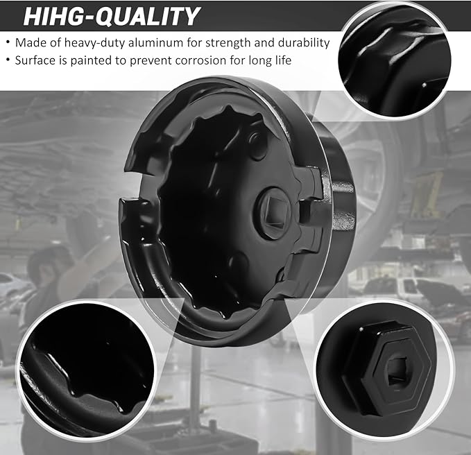 64mm 14 Flutes/4 Slots Oil Filter Cap Wrench Removal Tool Socket Compatible with Toyota, Lexus, and Scion Vehicles Equipped with 2.5L to 5.7L engines, Black Heavy-Duty Aluminum