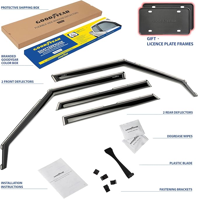 Goodyear Shatterproof in-Channel Window Deflectors for Kia Soul 2020-2026, Rain Guards, Window Visors for Cars, Vent Deflector, Car Accessories, 4 pcs - GY003493