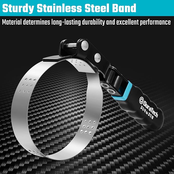 DURATECH Standard Swivel Oil Filter Wrench, Oil Filter Removal Tool, Fits Filters 3-1/4" - 3-7/8", Ideal for Car Repair Tools