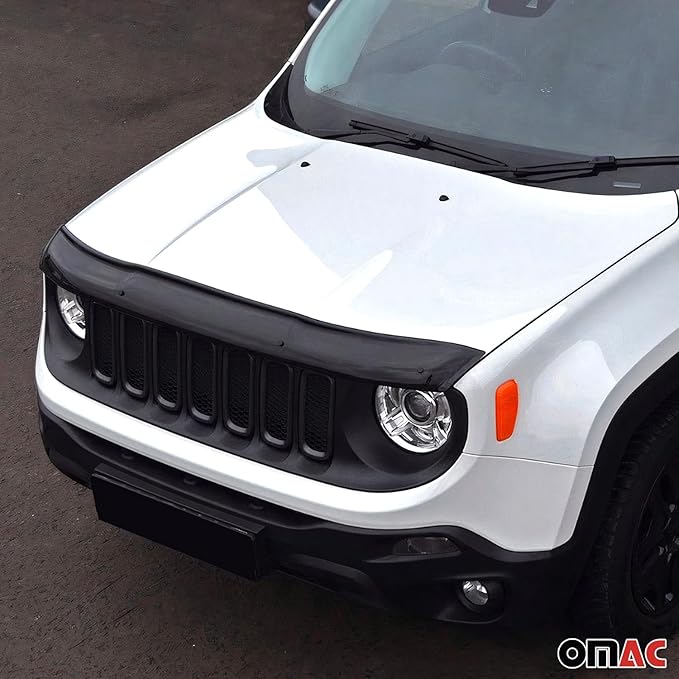 OMAC Front Bug Shield Hood Deflector Guard for Jeep Renegade 2015-2018 Black Smoke