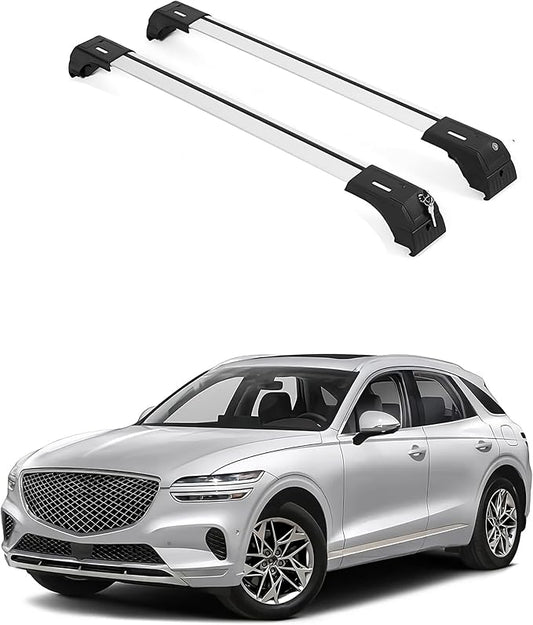 ERKUL 220lbs Roof Rack Cross Bars for Genesis GV70 2022-2026 | Anti-Theft Lock Aluminum Crossbars for Rooftop, Cargo Carrier, Luggage, Kayak, Canoe, Bike | Silver