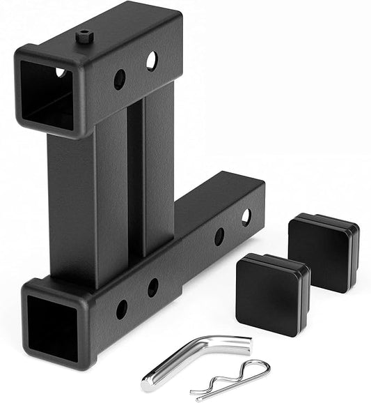 Tow Hitch 2 Inch, Dual Hitch Extender, Drop-Rise Trailer Hitch Adapter Extension, 4000 LBS Capacity Double Receiver Extender Fits Standard 2" Class III & IV Receivers for Cargo Carrier Bike