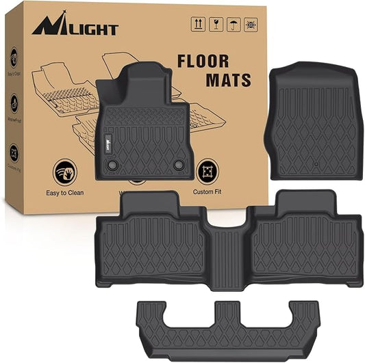 Nilight TPE Floor Mats for Ford Explorer 7 Seats 2020 2021 2022 2023 2024 2025,All Weather Custom Fit Heavy Duty Floor Liners