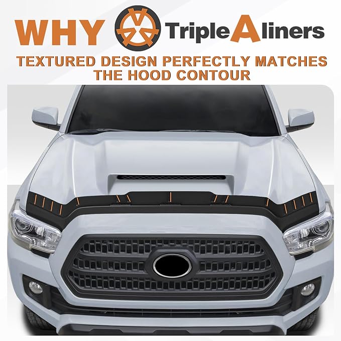 TripleAliners Hood Deflector Protector Compatible with 2016-2023 Toyota Tacoma Accessories Hood Protector TPE Bug Deflector Shield Replacement