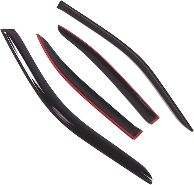 TuningPros Outside Mount Window Vent Visors Rain Guards Compatible with Infiniti G20 1999-2002 | Side Window Wind Deflectors Rain Shields | Smoke Tinted, 4 Pcs Set, DGWV-694