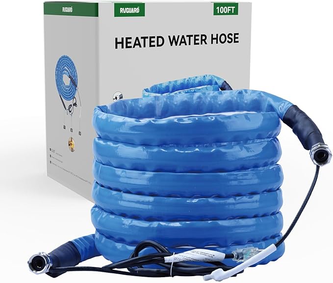 RVGUARD Heated Water Hose 100FT for RV, -20 ℉ Freeze Protection Heated Water Hose with Energy-Saving Thermostat, Lead and BPA Free for RV/Home/Garden