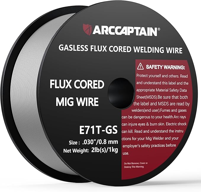 ARCCAPTAIN Flux Core Welding Wire .030, E71T-GS Mig Welding Wire 2-Pound Spool Gasless Mild Carbon Steel Compatible With Lincoln Miller Forney Harbor Welder