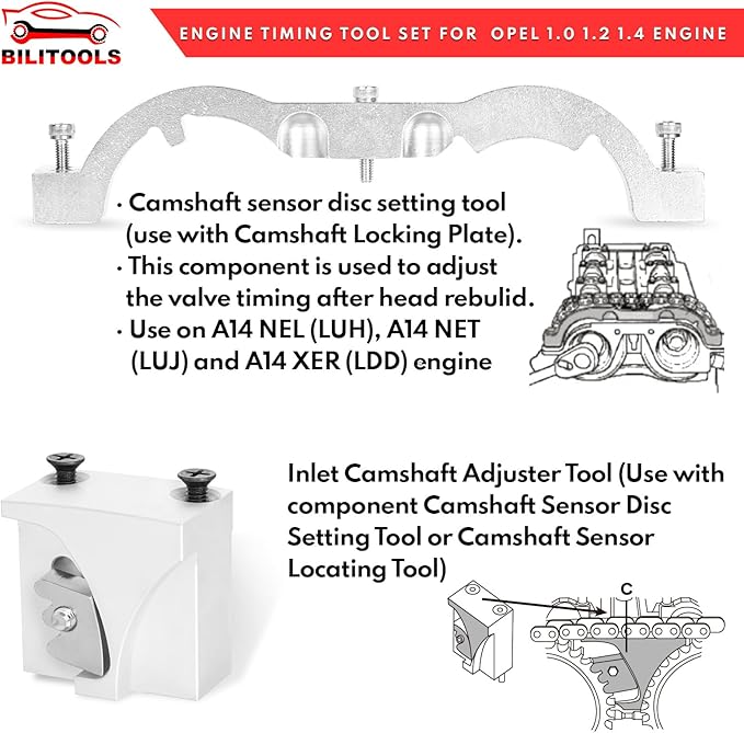 BILITOOLS 1.0 1.2 1.4 L Turbo Engine Timing Tool Kit Compatible with GM Chevrolet Chevy Cruze Opel Vauxhall Camshaft Alignment Holding Locking Tool Set