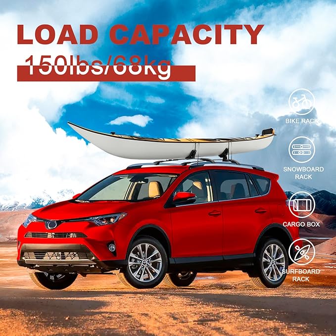 KINGGERI Roof Racks Cross Bars Replacement for Toyota RAV4 2013-2018 Accessories, Aluminum Rails Cross Bar Crossbars Rooftop Cargo Basket Carrier Bag Luggage Rails Snowboard Skiboard Bike