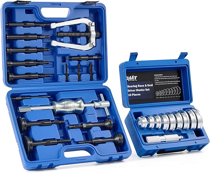 Orion Motor Tech Bearing Press Kit & Blind Hole Collet Bearing Race and Seal Puller Extractor Kit, 26pc Bearing Remover & Installer Kit with 10 Split Collets 9 Driver Discs, Bearing Puller Set