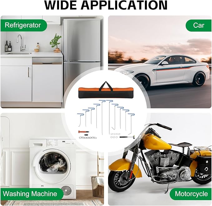 Rods Dent Removal Kit, 20 pcs Car Dent Repair Rods, Paintless Dent Removal Kit, Car Body Dent Repair Tool for Door Dings, Minor Dents and Hail Damage (20 pcs with 10 rods)