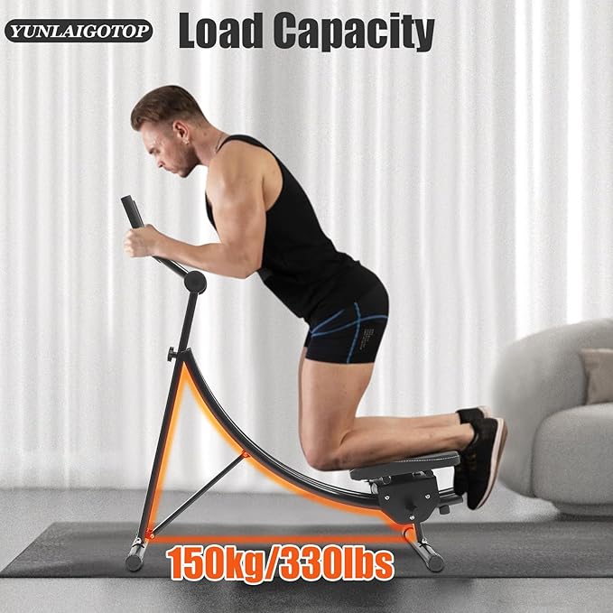Abdominal Crunch Coaster, Height Adjustable Ab Trainer Abdominal Whole with LCD Monitor & Six Silent Rollers, Body Workout Machine for Home, Companies, Gyms