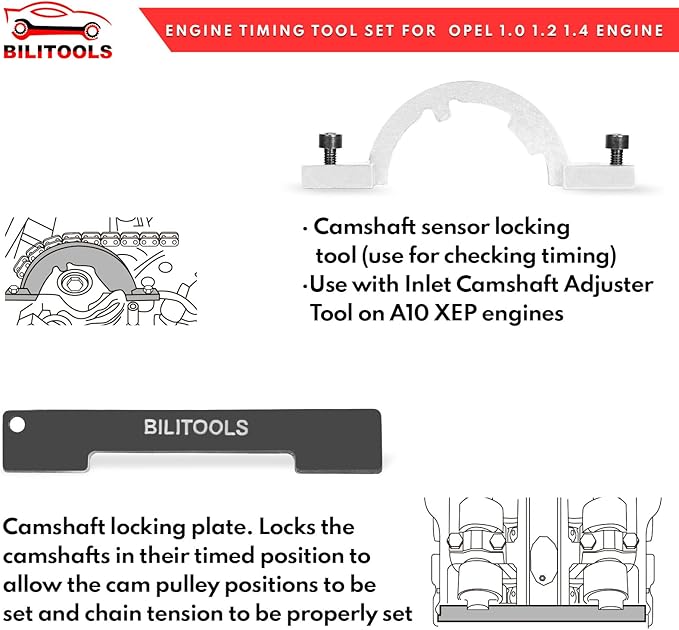 BILITOOLS 1.0 1.2 1.4 L Turbo Engine Timing Tool Kit Compatible with GM Chevrolet Chevy Cruze Opel Vauxhall Camshaft Alignment Holding Locking Tool Set