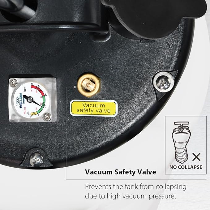 FIRSTINFO A1106USY5 Patented Third Generation 15L Taiwan Pneumatic/Manual Oil Vacuum Extractor | Safety Pressure Gauge | 51 Inch Tube | 11.8 feet Tubes Length | Thinnest Tube