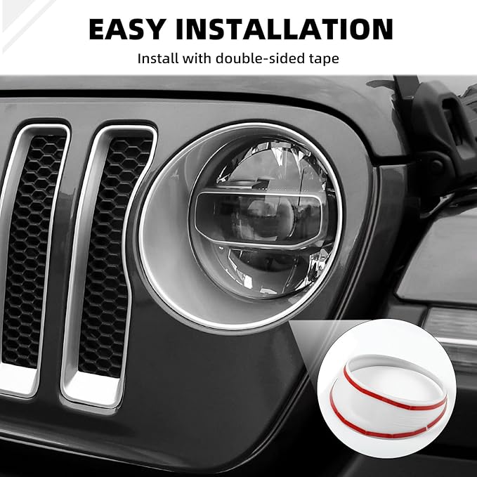Grille Grill Insert+Headlight Turn Light Cover Compatible with 2018-2023 Jeep Wrangler JL JLU Sport/Sport S Only,Not for Sahara,Rubicon 4xe(Silver)