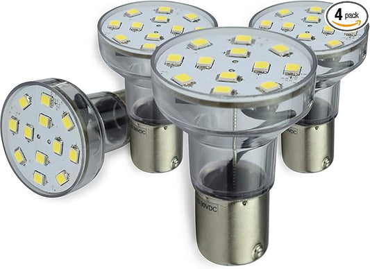 Leisure LED RV Trailer Motorhome LED Spot Light 1156 1139 1141 1383 LED Bulb 2 Watt 275 Lumen CW 10-30Volt 12Volt Long Neck (Cool White 6500K, 4-Pack Long Neck)