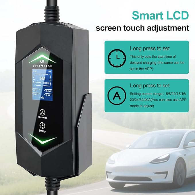 Level 2 EV Charger for SAE J1772,40Amp Fast charging,(Wifi APP/Plug-play),240V NEMA 14-50 Plug,25ft ETL Listed Cable,Adjustable Current 6A-40A,Delay Timer,Portable Ev Charging Station For Home Level 2