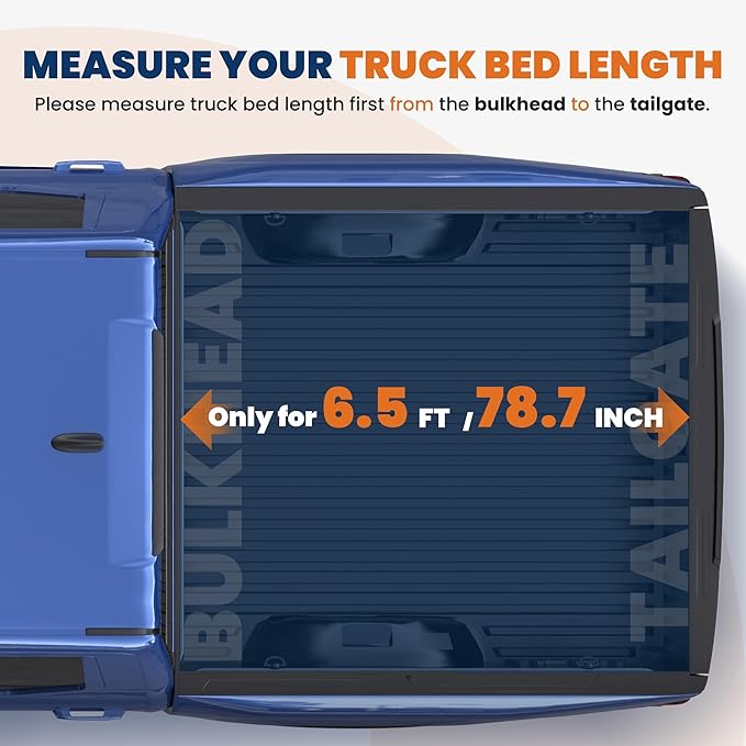 Fiberglass Tri Hard Tonneau Cover Compatible for 2000-2006 Toyota Tundra Fleetside Truck Bed Cover - 6.5 FT Bed On Top