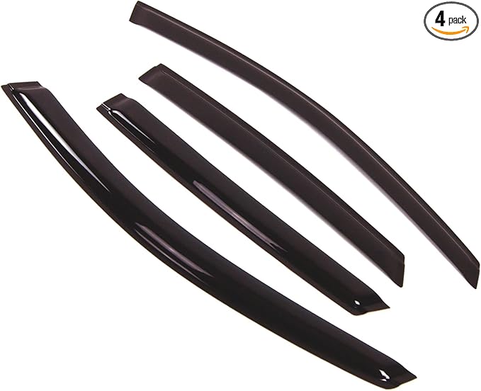 TuningPros Outside Mount Window Vent Visors Rain Guards Compatible with Ford Focus Sedan 2008-2011 | Side Window Wind Deflectors Rain Shields | Smoke Tinted, 4 Pcs Set, DGWV-173