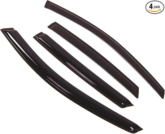 TuningPros Outside Mount Window Vent Visors Rain Guards Compatible with Ford Focus Sedan 2008-2011 | Side Window Wind Deflectors Rain Shields | Smoke Tinted, 4 Pcs Set, DGWV-173