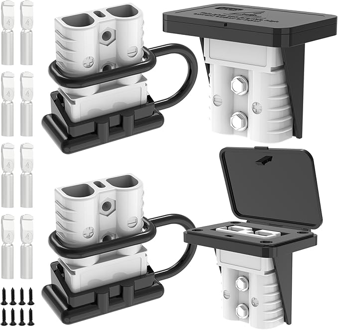 Anderson Connector,120AMP 2-6 Gauge Battery Quick Connect 12V-36V Anderson Plug Battery Cable Quick Connect Disconnect Plug Winch Wiring Kit for Cable RV Truck Winch (4 Pack)-Gray