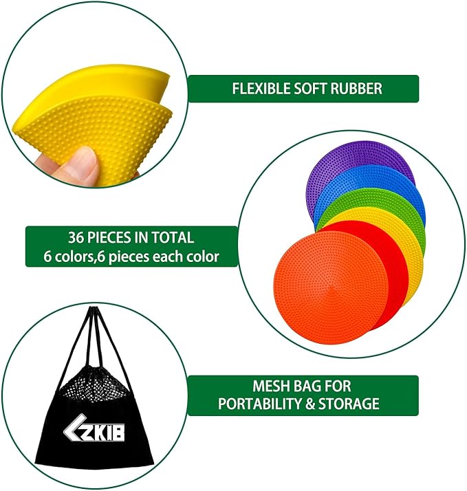 Spot Markers 9 Inch 6 Colors Anti-Slip Agility Floor Markers,Colorful Flat Field Gym Classroom Floor Spots Set for Indoor Outdoor Soccer Basketball Sports Speed Training and Drills