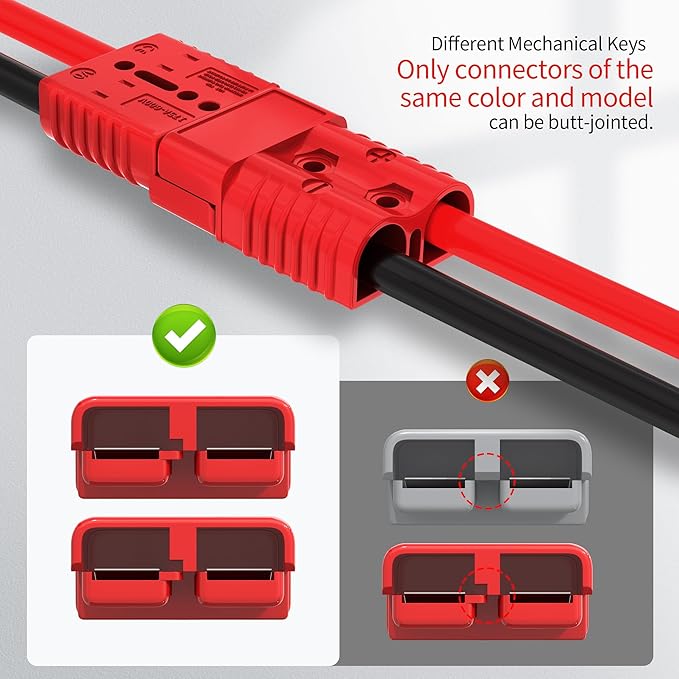 175A Battery Quick Connect/Disconnect, 1/0 AWG Wire Harness Plug Connector 12V Battery Cable Connector for Trailer Towing Winch Quick Connect Systems - 6 PCS