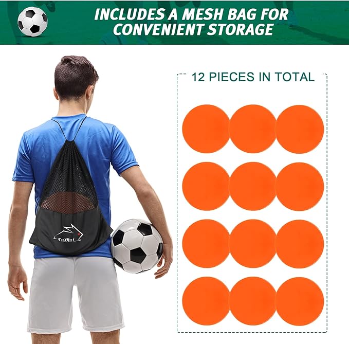 Spot Markers Rubber Floor Dots 9inch Non Slip Agility Dots Flat Cones for Kids Sports Soccer Basketball Training, Gym Training, Preschool Kindergarten Classroom