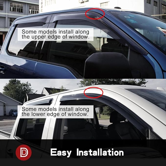 92349 Side Window Visor Wind Vent Deflector fit for 2003-2007 Honda Accord Coupe,2pcs Outside Mount Style Dark Smoke Shade Sun Rain Guards Set