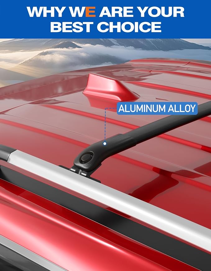 220lbs Roof Rack Cross Bars Compatible with GMC Acadia 2024 2025 2026 (with Side Roof Rails), Heavy Duty All-Metal Aluminum Roof Rails Crossbars Cargo Canoe Black