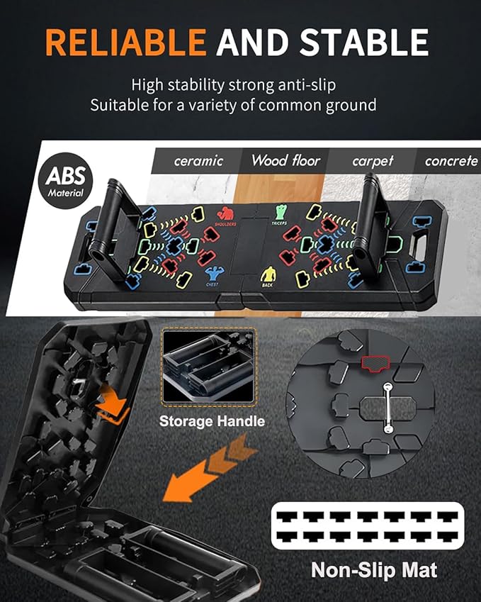 Solid Push Up Board,Home Gym,16 in 1 Home Workout Equipment Multi-Functional Push Up Stands System Fitness Floor Chest Muscle Exercise Professional Equipment Burn Fat Strength Training Arm Men & Women