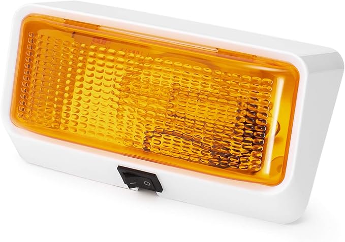 Lumitronics 12V LED Exterior Outdoor Porch Light with On/Off Switch, Removable Clear & Amber Lenses Perfect Outside Replacement Lights for RVs, Motorhomes, Campers, 5th Wheels, Trailers (White)