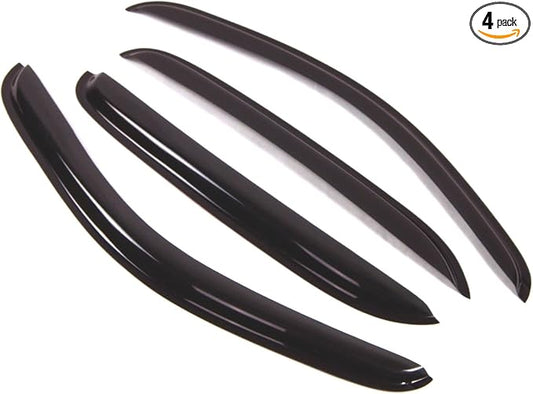 TuningPros Outside Mount Window Vent Visors Rain Guards Compatible with Chevy Silverado Crew Cab 2007-2013 | Side Window Wind Deflectors Rain Shields | Smoke Tinted, 4 Pcs Set, DGWV-053-2