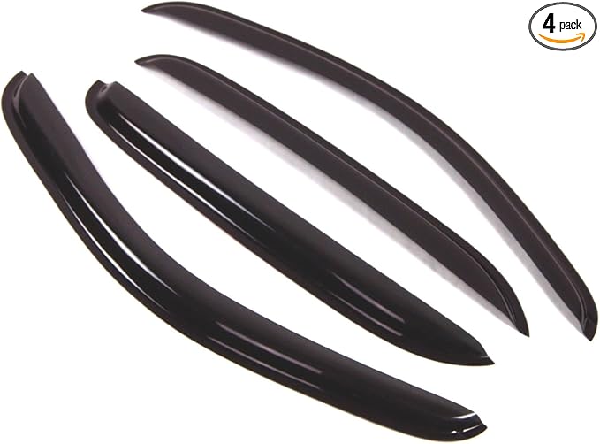 TuningPros Outside Mount Window Vent Visors Rain Guards Compatible with Chevrolet Avalanche 2007-2013 | Side Window Wind Deflectors Rain Shields | Smoke Tinted, 4 Pcs Set, DGWV-053