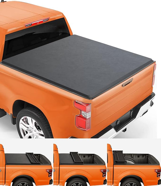 TIPTOP Soft Quad-Fold Tonneau Cover Truck Bed for 2007-2025 Silverado/Sierra 1500 5.8ft Bed (69.3") |Not for CarbonPro Bed| TPX4 |.