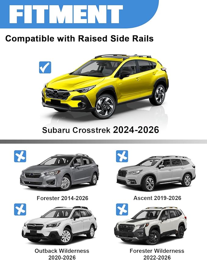 FengYu 300lb Lockable Roof Rack Cross Bars Compatible with Subaru Crosstrek 2024 2025 2026 Limited/Premium/Sport (Not for Wilderness), Aluminum Roof Rails Crossbars Cargo Bars Rooftop Black Carrier