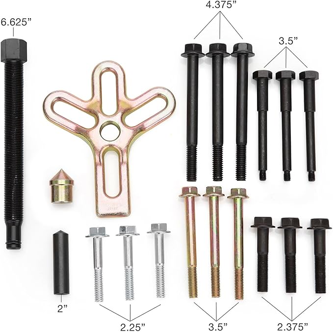 OEMTOOLS 27187 Harmonic Balancer Puller Kit, Removes Harmonic Balancers, Dampers, Pulley Puller, Puller Tool for Use with GM 3300 & 3800 V6 Engines, Includes Metric and SAE Bolts