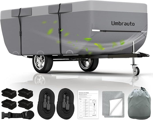 Pop Up Camper Cover Fits 11-13ft High-Wall Tent Trailer: Lightweight Pop Up Trailer Cover Umbrauto Waterproof, 7 Layers Top Breathable Ripstop Windproof
