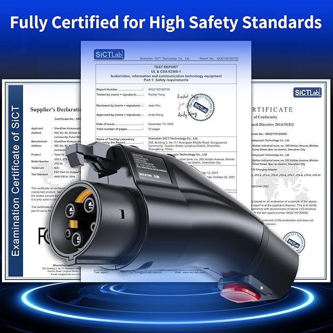 Tesla to J1772 EVs Charging Adapter, Tesla Charger Adapter Converter Up to 60Amp 250V AC, Compatible with Tesla Wall Connector, Destination/Mobile Chargers [Excludes Superchargers]