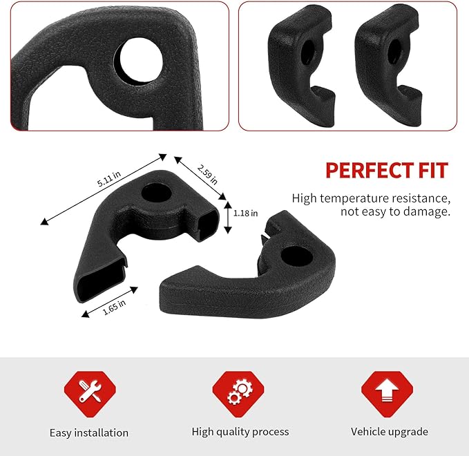 Jimen Fit for Ford Bronco 2021-2024, 2PCS Front Bumper Tow Hook Covers Protector Exterior Accessories (Black)