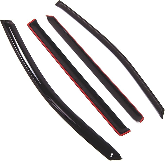 Tuningpros WD2-653 Dark Smoke 4 Pcs Set Window Visor (Outside Mount) Deflector Rain Guard Compatible with 2011-2017 Nissan Quest
