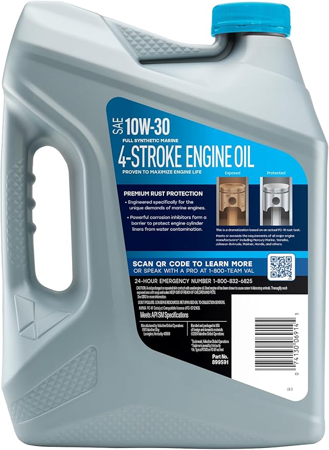 Valvoline 4-Stroke Marine Full Synthetic Engine Oil 1 Gallon (Pack of 3)