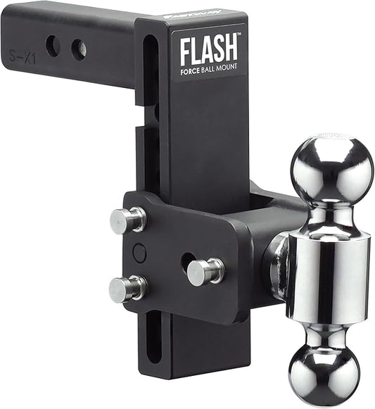 FASTWAY Flash Force Adjustable Steel Ball Mount, Dual Hitch Balls, Quick Height Adjustment, Stowable, for 2" and 2-1/2" Receiver, Heavy Duty (67-00-7570, 7" Drop, 7-1/2 Rise, 2" Receiver)