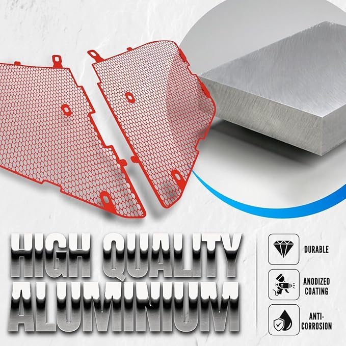 2Pcs Red Upgraded Front Radiator Guards Grille,Aluminum Front Outer Grill Low Profile Body Bumper Grille Vents Insert Mesh Set for Corvette C8 Stingray Z51 Convertible/HTC 2020-2025