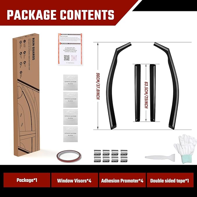 in-Channel Rain Guards Fit for Toyota RAV4 2019-2025 Black Extra Durable Shatterproof Side Window Deflectors, Window Visors, Wind Deflectors - 4 PCS