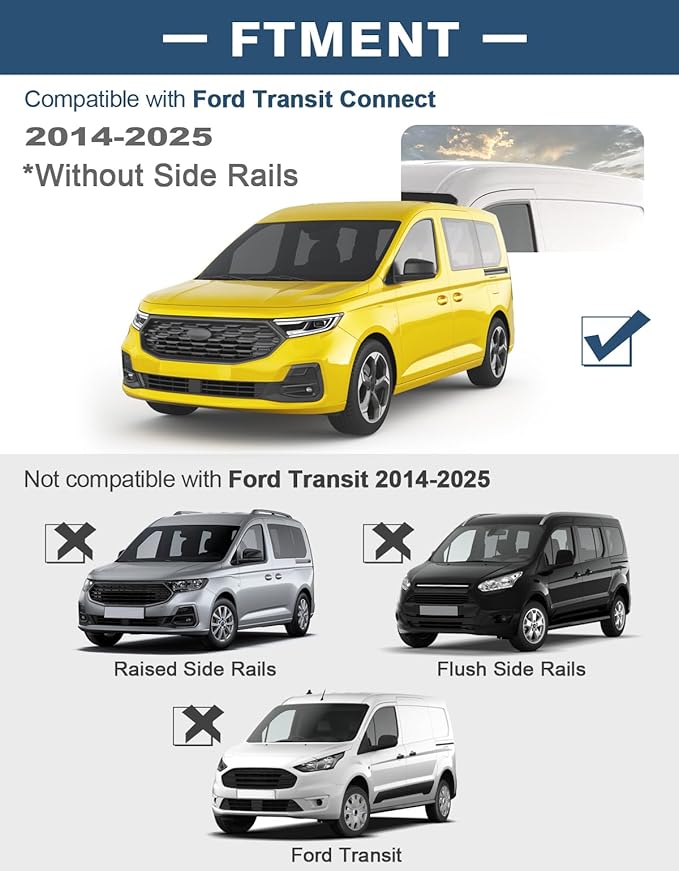 Van Ladder Roof Rack Fits for Ford Transit Connect 2014-2025 (Not for Transit), Ladder Rack for Cargo Van，Ladder Rack Ideal for Transporting Ladders Luggage Cargo Rack Crossbars Accessories