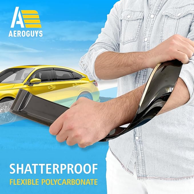 Extra Durable Window Deflectors Tape-On Window Visors Rain Guards Fit for Honda Civic 2022-2026 Sedan, Sun Visors, Wind Vent for Shades, Exterior Car Accessories - 4pcs. AG0472