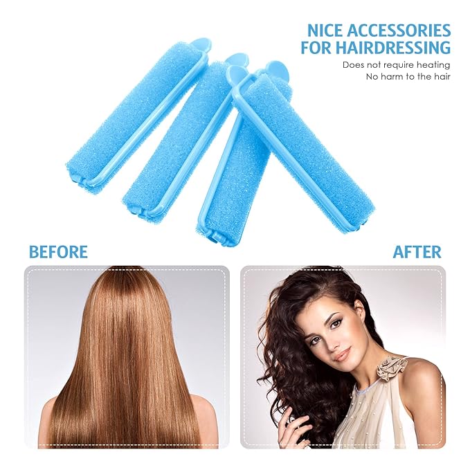 Syhood 43 Pcs Foam Sponge Hair Rollers Women 0.59 Inch Soft Sleeping Curlers Flexible Sponge Curler Tool and Rat Tail Comb for Hair Styling Hairdressing Overnight Curl and Volume(Dark Blue)
