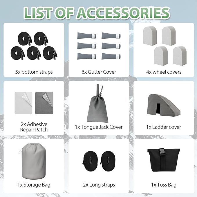 RV Cover, Camper Cover 24-27ft Vehicles, Motorhome and Travel Trailer Protection with Roof Cover, Heavy-Duty 8-Layer Waterproof Rip Resistant Anti-UV