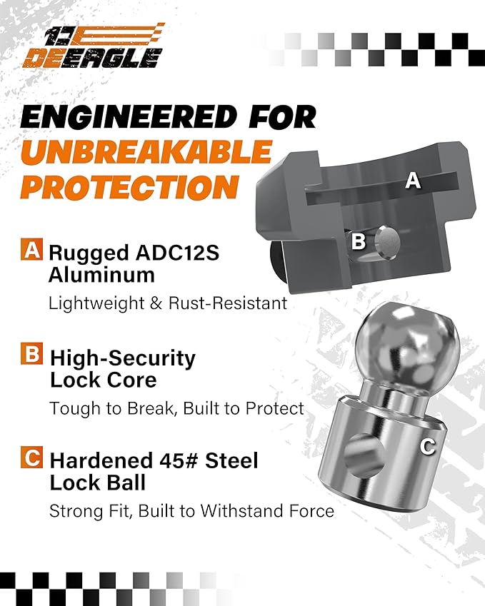 DEEAGLE Heavy Duty Trailer Coupler Lock, RV Trailer Locks Fits 2-5/16” Couplers, Anti-Theft Ball Hitch Lock, Grey
